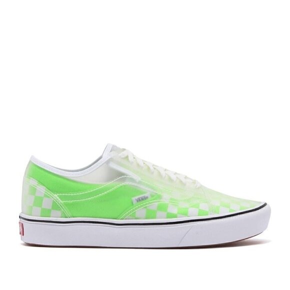 NEW Vans Comfycush Slip Skool Checkerboard Sneakers Green Gecko White Size 9 - Picture 3 of 5